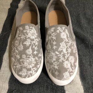 Loft | Grey Embroidered Slip Ons